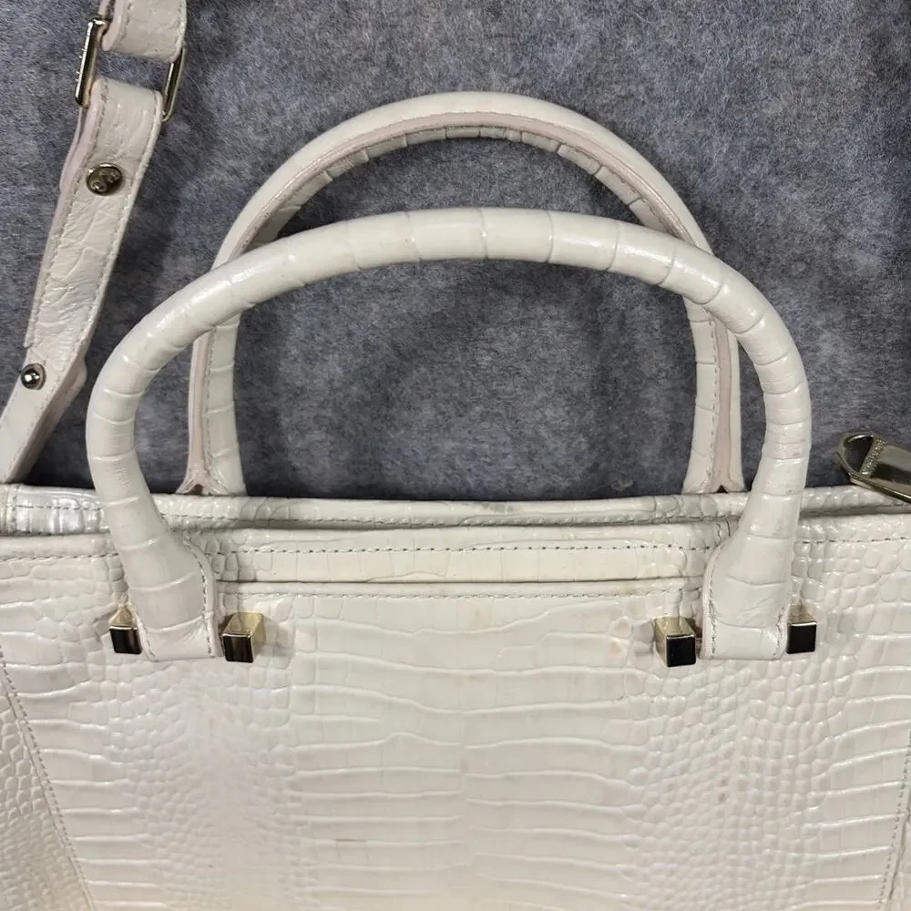 Brahmin Priscilla Satchel Natural Leighton Handbag Purse‎ Snakeskin Taupe